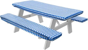 Violet Linen Deluxe Checkered Gingham Pattern Vinyl Tablecloth Elestic Polyes... - Picture 1 of 2