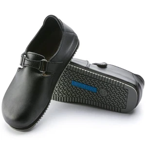 BIRKENSTOCK LINZ SL BLACK SCHWARZ WEITE NORMAL PROFESSIONAL MIT RUTSCHFESTEM BOD - Picture 1 of 4