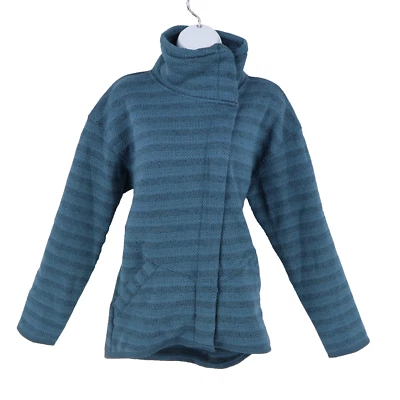 Merrell Full Zip Jacket Womens L Blue Striped Polyester Mock Neck Pockets Warm - Image 1 of 4