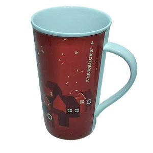 Starbucks Tall Coffee Tea Mug 2013 16 oz Red Christmas Holiday Red Village - Picture 1 of 4