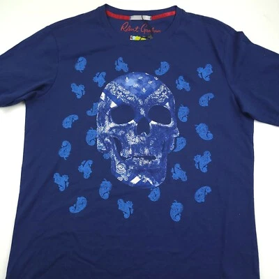Camiseta Robert Graham Azul Cachemira Estrella Calavera Gráfica Para Hombre Talla Pequeña Foto 1 de 4