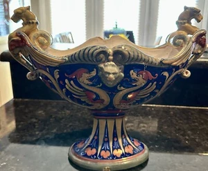 Paola Rubblio Fainence italiana pintada a mano esmaltada 1920 COMPOTA ANTIGUA VINTAGE - Imagen 1 de 7