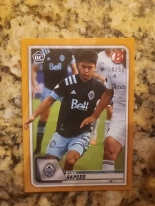2020 Bowman MLS Gold /50 Ryan Raposo #26 Rookie RC Vancouver Whitecaps - Picture 1 of 5