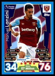 Match Attax 2017-18 Maniel Lanzini West Ham United No. 356 - Picture 1 of 2