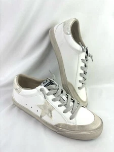 Mi.im Sadie Rubber Sole Lace-up Leather Star Sneakers White Silver Gray Size 8.5 - Picture 1 of 11