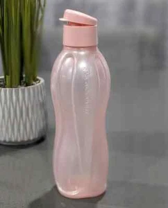 NEW Tupperware Large eco water bottle sheer pink 1L 35oz with flip lid FREEship - Picture 1 of 4