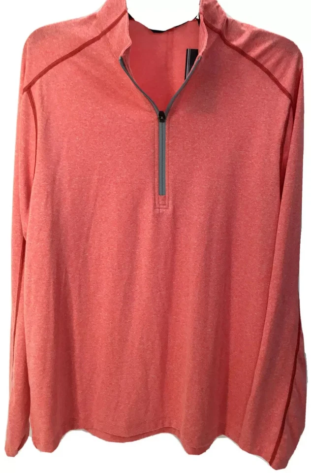 Roundtree & Yorke Sport Men's Solid 1/2 Zip Sweater, Melon Hthr, L - Image 1 of 2