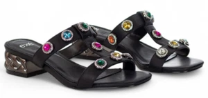 EXE 414 KATY CIABATTE SCARPE INFILARE DONNA BLOCCHETTO NERO MULTICOLORE STRASS - Imagen 1 de 4