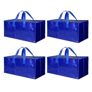 4 Pack Extra Large Moving Bags with Backpack Straps Heavy Duty Storage Tote Blue - Picture 1 of 7