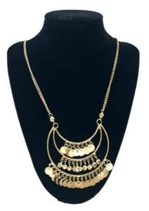 Collana antica danza del ventre placcata in oro stile zingaro Quirky Boho - Foto 1 di 3