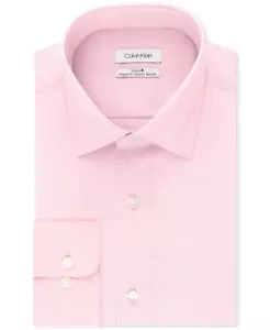 Calvin Klein Steel + Pink Regular Fit No Iron Stretch Langarm Hemd 16 32/33 - Bild 1 von 3