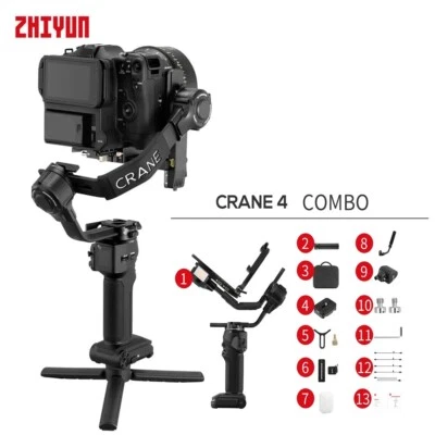 ZHIYUN CRANE 4 Combo Touch-Screen Gimbal Stabilizer Canon Nikon Sony Panasonic - Bild 1 von 4
