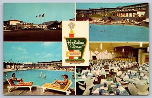 Postal multivista restaurante piscina Rochester New York Holiday Inn - Imagen 1 de 2