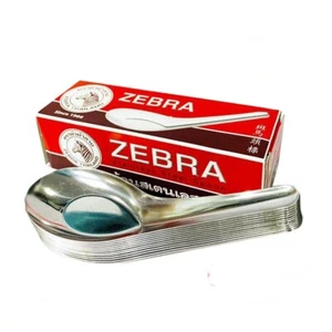 Zebra Thai Stainless Steel Metal Spoon Rice Soup Camping Asian Style 1,2,6 Boxes - Picture 1 of 15