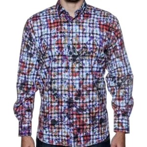 Luchiano Visconti Black Mens 3XLT long Sleeve Multi Splatter Check Shirt 3878 - Bild 1 von 13