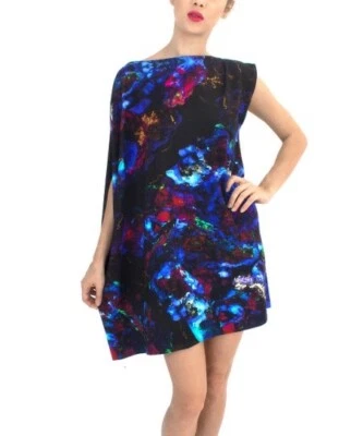 ShadowplayNYC Fluorescent black/blue tunic mini dress OSFA mineral galaxy Foto 1 de 4