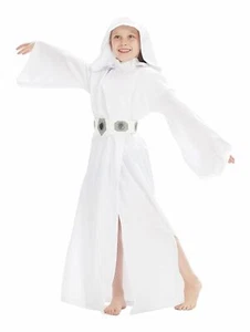 Kids Princess Leia Costume Classic Deluxe White Hooded Girls Outfit - Picture 1 of 5