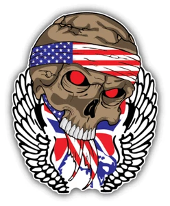 USA Flag Skull Wings Car Bumper Sticker Decal - Picture 1 of 1