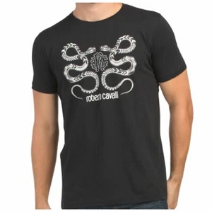 ROBERTO CAVALLI  [HST616 A#475] CASUAL BLACK DOUBLE 🐍  SLIM T-SHIRT - Picture 1 of 3