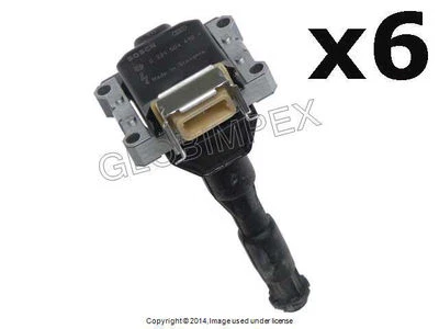 BMW E30 E31 E32 E34 E36 E38 (1991-1995) Ignition Coil (Set of 6) BOSCH +Warranty - Image 1 of 2