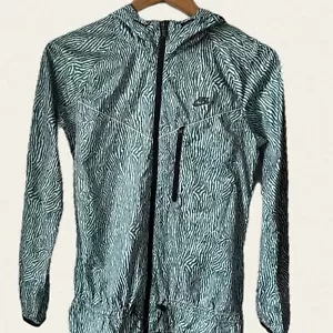 Womens Nike Windbreaker Jacket XS Running Jacket Grid Print Blue Green - Picture 1 of 10