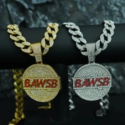 Collar Colgante HipHop Helado BAWSB Bilng Circonita cúbica Cadena de Cristal Rapero Moda Joyería Foto 1 de 4
