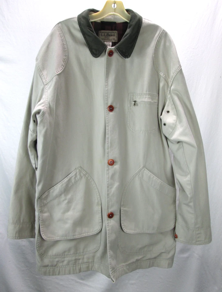 Vtg. LL Bean Men's Large TALL Beige/Tan Flannel Lined Core/Barn/Field CoatJacket - Image 1 of 4