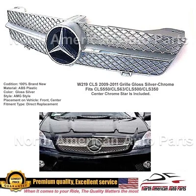 CLS550 CLS63 CLS500 Silver Glossy Grille Facelift Bumper Star 2009 2010 2011 - Image 1 of 4