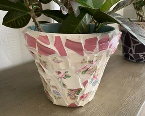 Handmade Artisan Mosaic Garden Planter ~ Flower Pot ~ Pottery - Picture 1 of 14