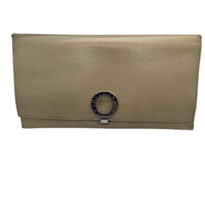 Authentic Bvlgari Tan Textured Leather Long Bifold Wallet - Изображение 1 из 4