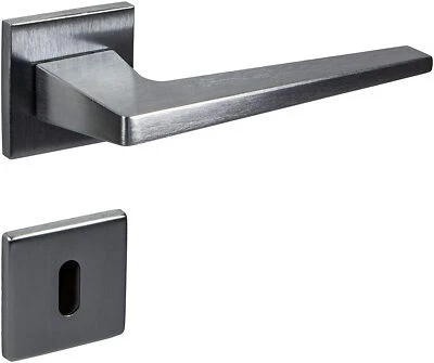 Maniglia Cromo Opaco porta interna Tür-garnitur Quadrato Argento - Immagine 1 di 4