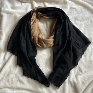 Johanex woven cashmere dip dye ombre lightweight scarf brown black - Picture 1 of 5
