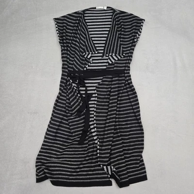 Cato Dress Womens 14/16W Black White Striped Knit Belted Midi Wrap Plus Size - Image 1 of 4