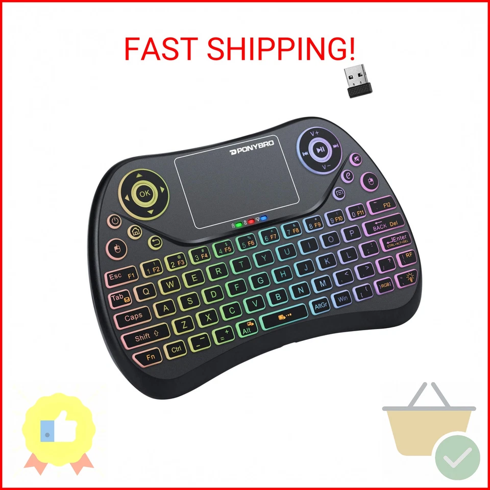 Version Ponybro Mini Wireless Keyboard With Touchpad Mouse Backlit Remote