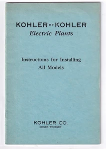 Kohler of Kohler Electric Plants Instruction for Installing All Models 1929 - Picture 1 of 6