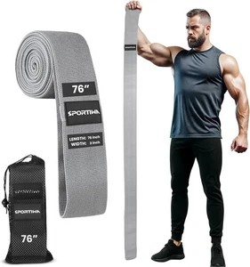 76" Premium verlängerte Länge Stoff Widerstandsbänder für Training 3" grau  - Bild 1 von 7