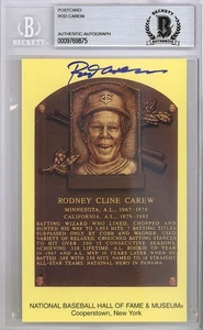 Rod Carew Autographed Signed HOF Plaque Postcard Twins, Angels Beckett - Picture 1 of 2