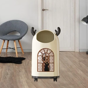 Garbage Can with Casters Stylish Wheeled Trash Bin for Home Kitchen Bathroom - Picture 1 of 5