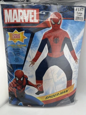 Marvel Spiderman Bodysuit  Size Large 12-14 Child Kids Costume W/ Mask 2 Pc - Image 1 of 4