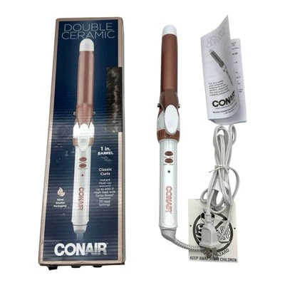 Conair Double Ceramic 1'' Barrel Classic Curls Curling Iron White Rose Gold - Image 1 of 3