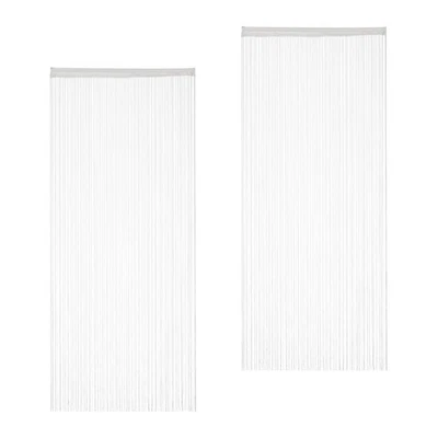 Fadenvorhang weiß Fadengardine Fadenstore Raumteiler waschbar Polyester 4er Set - Bild 1 von 4