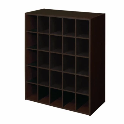 Stackable 25-Cube Storage Organizer Espresso Wood 32 in. H x 24 in. W x 12 in. D - Image 1 of 4