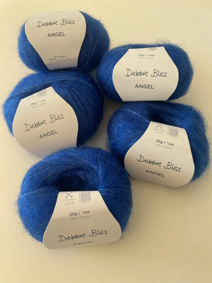 5x Debbie Bliss ANGEL 25 g Farbe 008 blau  125g feinstes Mohair und Seide NEU - Bild 1 von 3