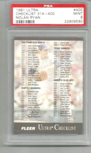 1991 Ultra Nolan Ryan Checklist PSA 9 - Picture 1 of 1