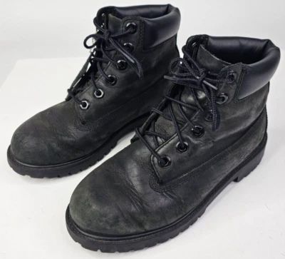 Timberland Ankle Boots Boys Size 3.5 12907 Black Leather Round Toe Lace Up - Image 1 of 4