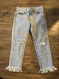 Carmar Denim Jeans Women's Size 26 Blue High Rise Button Fly Distressed - Picture 1 of 3