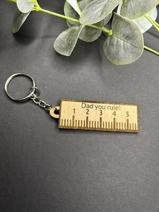 fathers day gift keyring ruler design dad grandad brother personalised - Picture 1 of 2