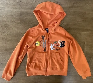 Used Kids Oshkosh B’gosh Logo Halloween Zipper Orange Jacket Coat Hooded Size 7 - Picture 1 of 19