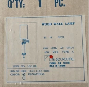 Lite Source Wood Wall Lamp NWT - Picture 1 of 1