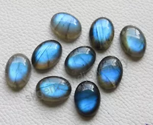 Natural Blue Labradorite Cabochon Oval Calibrated Gemstone For Jewelry Making - Picture 1 of 9
